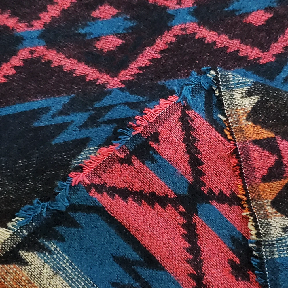 Factory Direct 2023 Wool Fabric Bohemian Geometric Aztec Design Navajo Pattern Wool Polyester Fabric for Coat Shawl