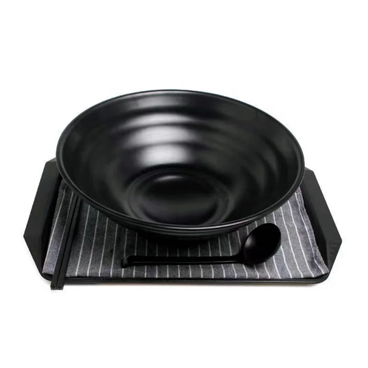 Bol Ramen Mélamine Noir 22cm - Style Japonais - Lave-vaissable Et Micro-ondes - KOKOBASE