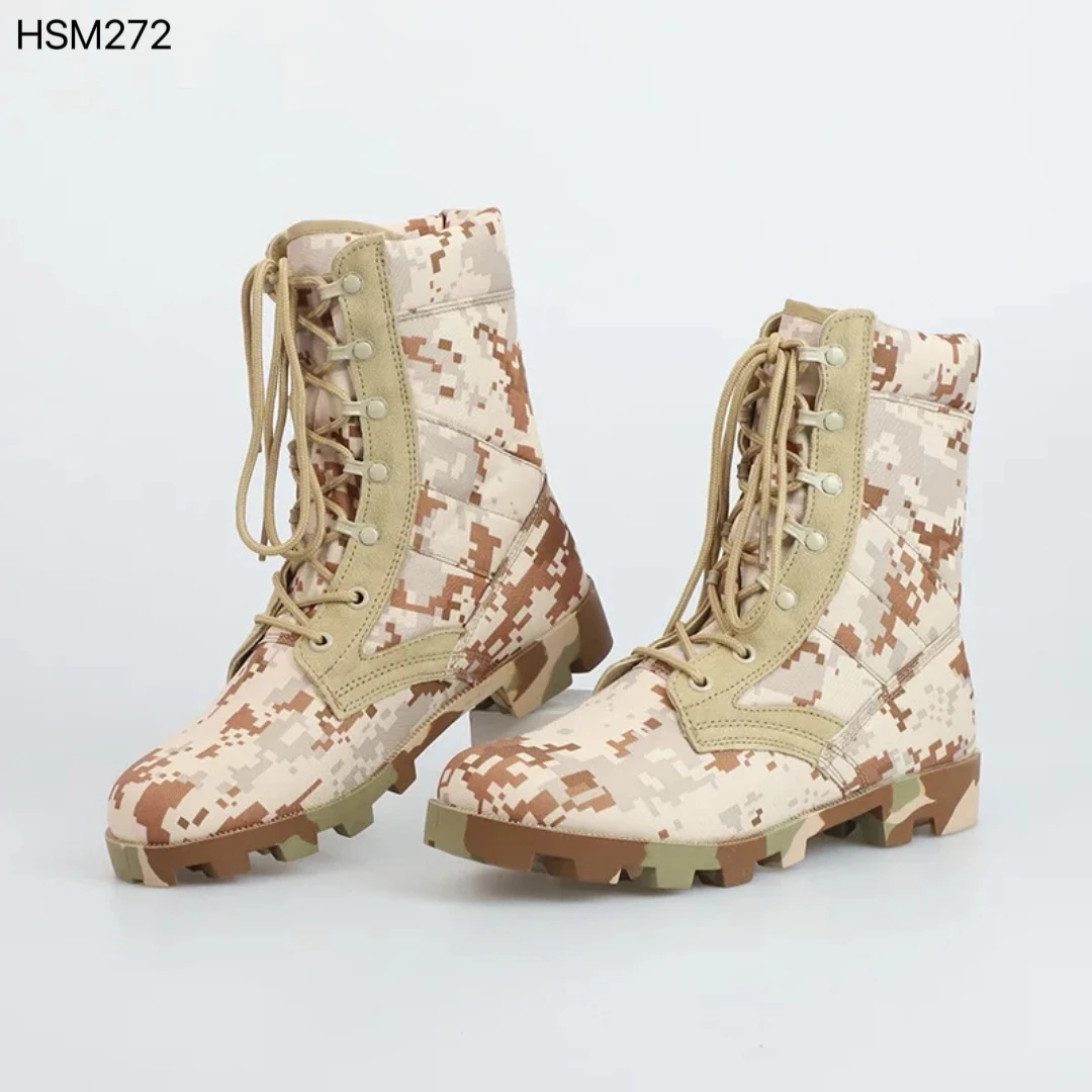 HY,Ghana Market Popular Easy Conceal Classic Camouflage Hunting Boots Factory Output Traction-enhanced Sole Combat Boots HSM272