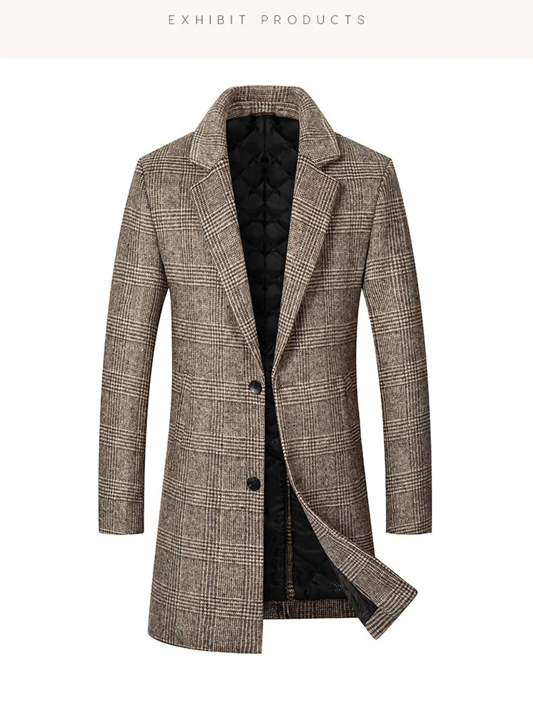 2022 Latest Design Men's Woolen Coat Slim Fit Single Breasted Winter ...