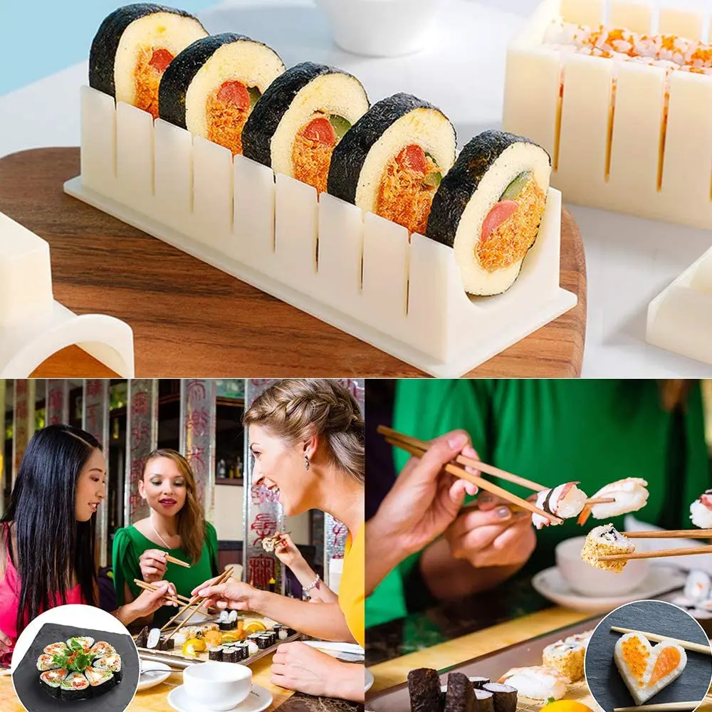 1set Sushi Maker Beginner's Complete Sushi Making Kit With Sushi Rolling Mat,  Sushi Mold, Pressing Machine, And Bamboo Roller