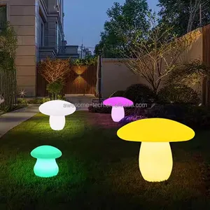 Outdoor Waterproof LED Mushroom Lamp Plastic Christmas&Halloween Decor with Glowing Lights IP65 Rated for Indoor/Outdoor Use