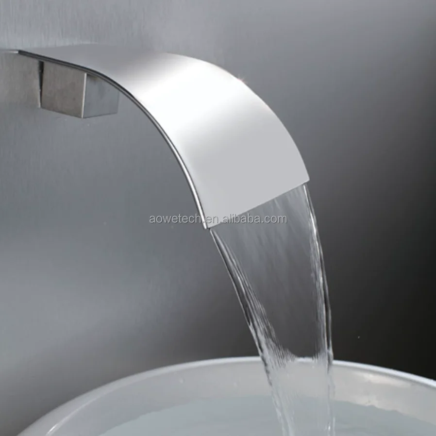 AOWE Wall-Mounted Concealed Bathroom Faucet-Waterfall Spout Hot Cold Mixer Solid Copper Modern Interior Design No Handle 5-Year