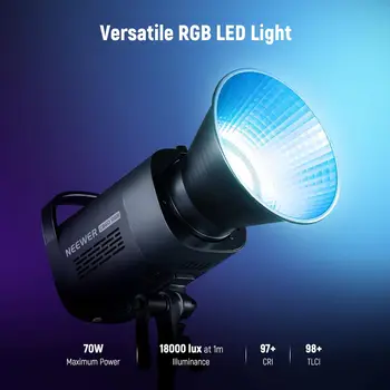 NEEWER CB60 RGB 70W LED Video Light With App Control, Bowens Mount COB Full Color Continuous Output Lighting 18000Lux/1m CCT detail image