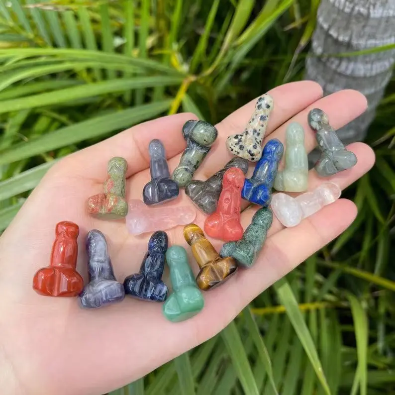 1インチ天然石彫刻クリスタルペニス - ギフトやホームデコに最適