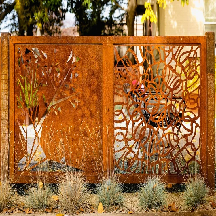 Decorative Garden Privacy Fencing Laser Cut Metal Fencing Corten Steel 