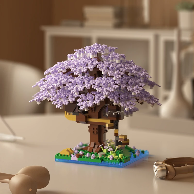 Diy Educational Plastic Model Toy Sakura Tree Building Block Sets for Scenes Including Forest Jungle City Park Flower Farm Trees