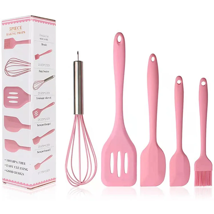 Wholesale Non Stick Heat Resistant,Rubber 6pcs Pink Kitchen Silicone Spatula  Set And Cookie Spatula For Baking Tool From m.