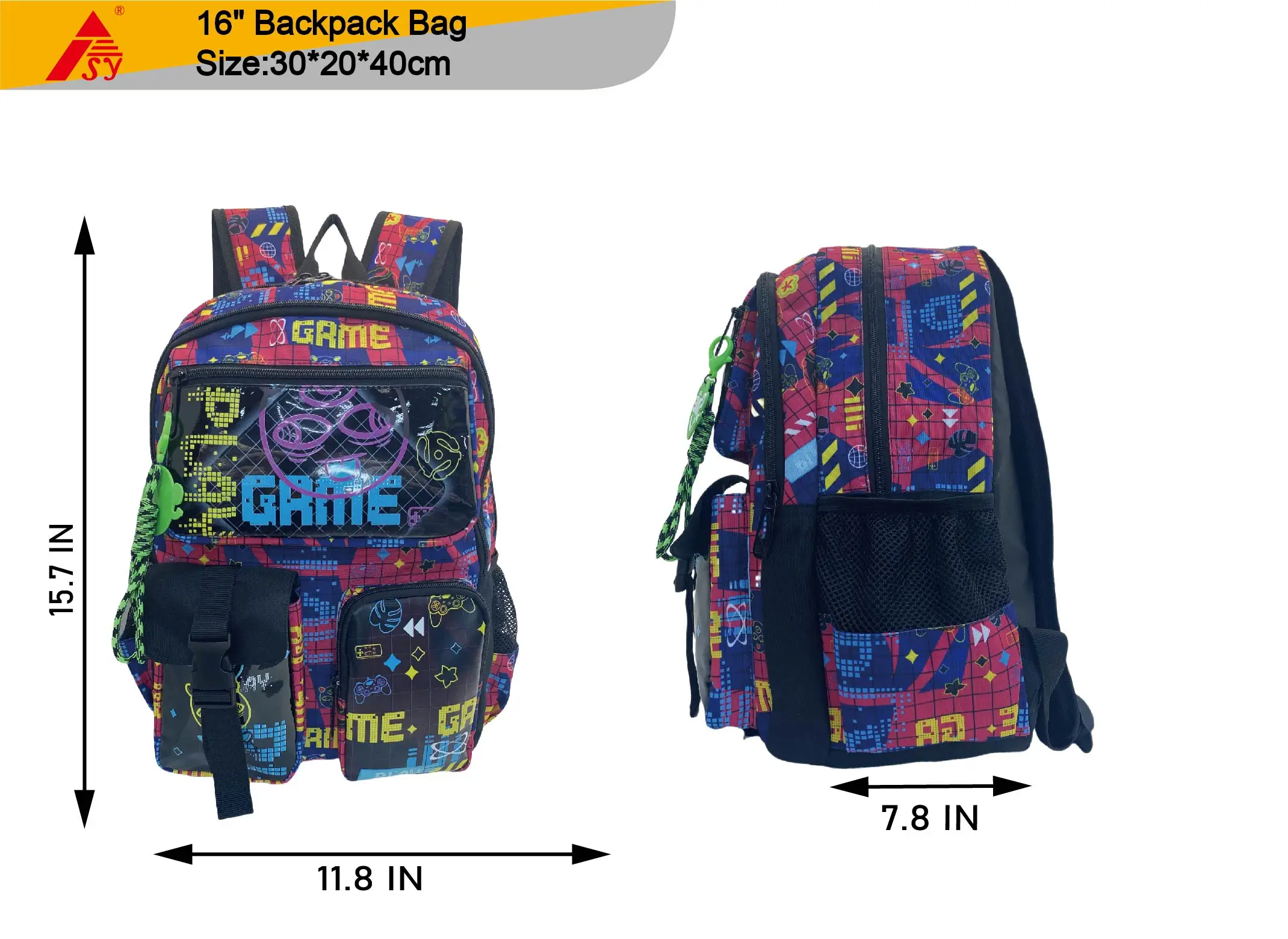 New Arrival Custom Geometric UV Print Youth Student Backpack for Women and Men High School Bags with Keychain Daily Girls Travel
