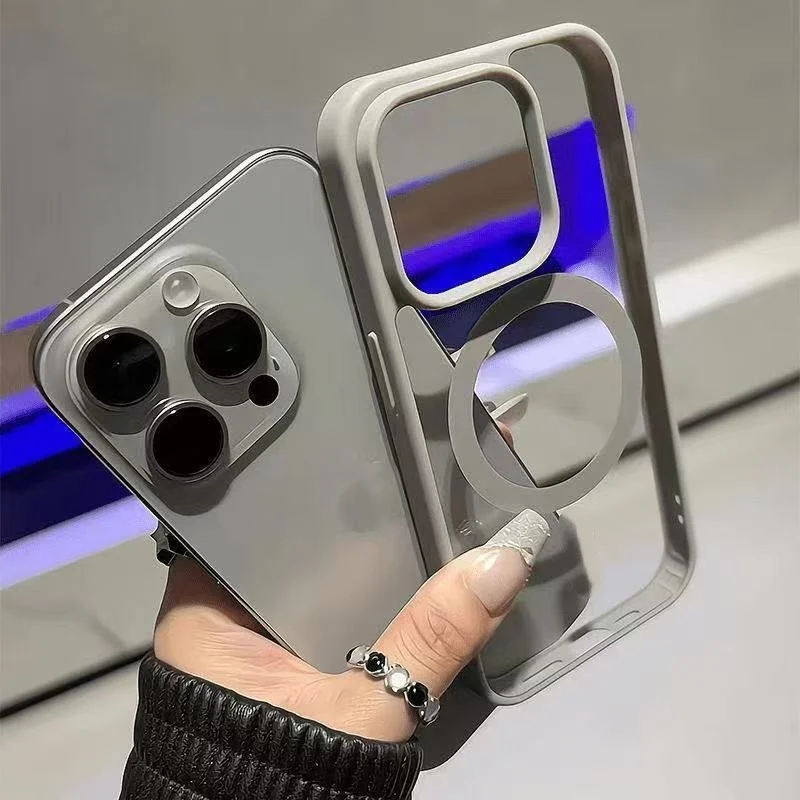 product tpu pc wireless charging shockproof cover for iphone 17 air pro max acrylic magnetic matte clear phone case for apple 16 15 14-8