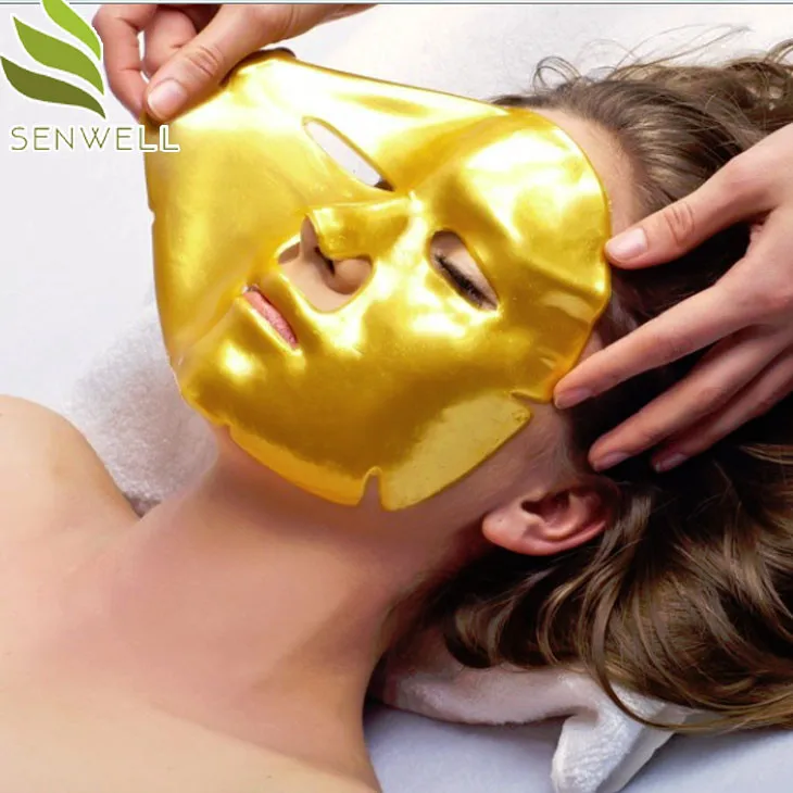 
 Светодиодная лицевая светящаяся терапевтическая маска, ГОРЯЧАЯ термальная косметика для лица Oem, пластиковая упаковка, Золотая коллагеновая кристаллическая маска для лица  
