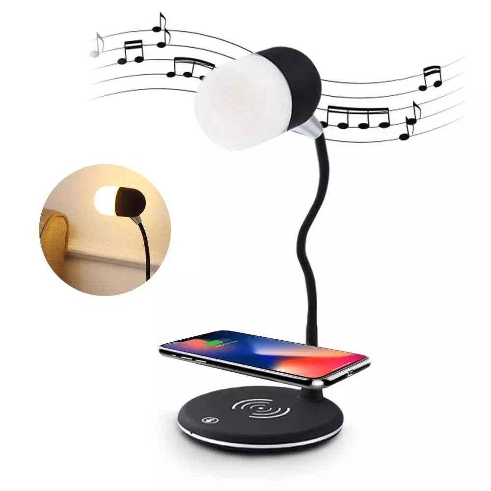 Bluetooth Speaker 3 In1 + Wireless Charger + Led Lamp Bluetooth
