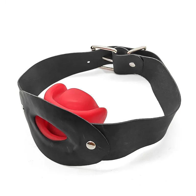 knebel sexspielzeug Kopfmaske mit Analplug-Knebel, schwarz/rot main image 0