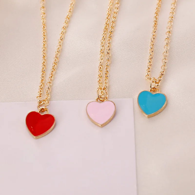 Daochong Custom 925 Sterling Silver Enamel Pink Heart Pendant Necklace ...