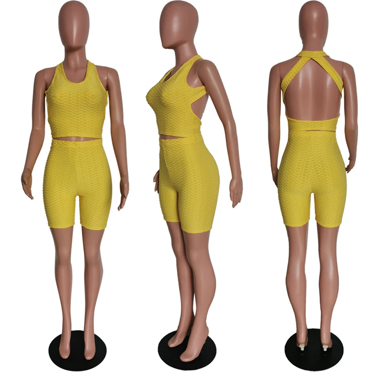 MOEN Backless conjunto de ropa mujer Two Piece Short Pants Set Trending Products 2 Piece Set Women Clothing