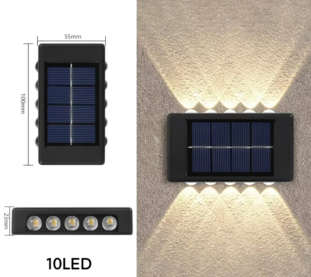 4LED 6LED 8LED 10LED 12LED 16LED up and Down Solar Wall Light Outdoor Decoration Garden Courtyard Home Wall Light Waterproof