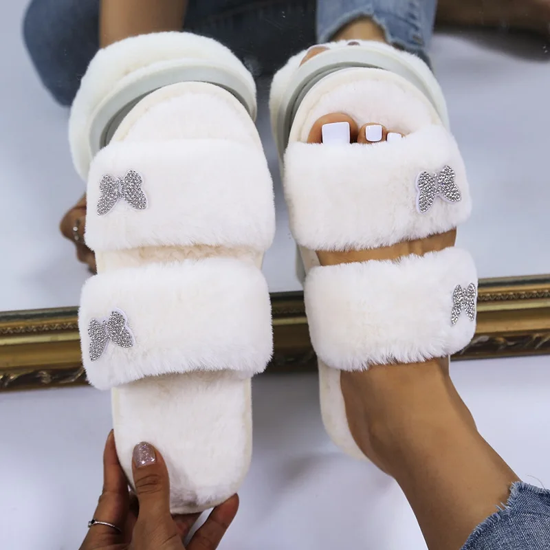 High Quality Custom with Logo Indoor Home Furry Slides Fluffy