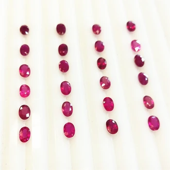 SGARIT High Quality Oval Cut Bulk Loose Gemstone For Women Jewelry Making 3x4mm Natural Red Ruby