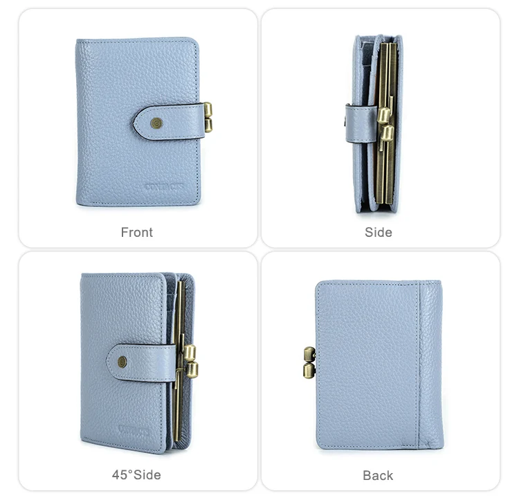 Vintage Rfid Damen Geldbörse Aus Echtleder Mit Münzfach_voghion.com