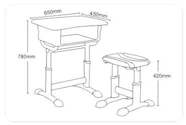 Modern Design Plastic Student Study Desks and Reading Chairs Durable Home Office School or Hospital Furniture Made in China