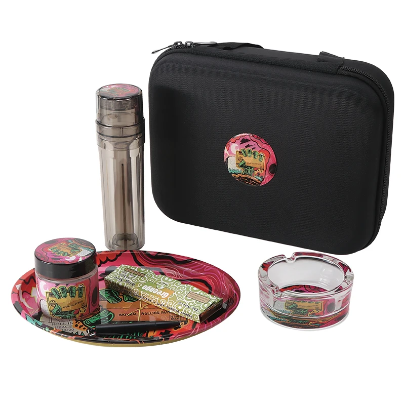 Custom Logo 5 In 1 Oem Portable Smoking Set With Herb Grinder Rolling