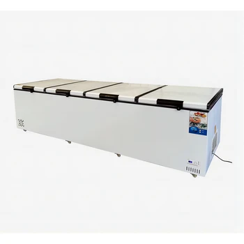 Supermarket Large Capacity Deep Chest Freezer Frozen Food Fish Ice Cream Chest Deep Freezer Double Door Commercial Freezer