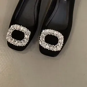 Elegant Women's Party Banquet Shoes Clips with Rhinestone Buckle Made of Durable Rubber
