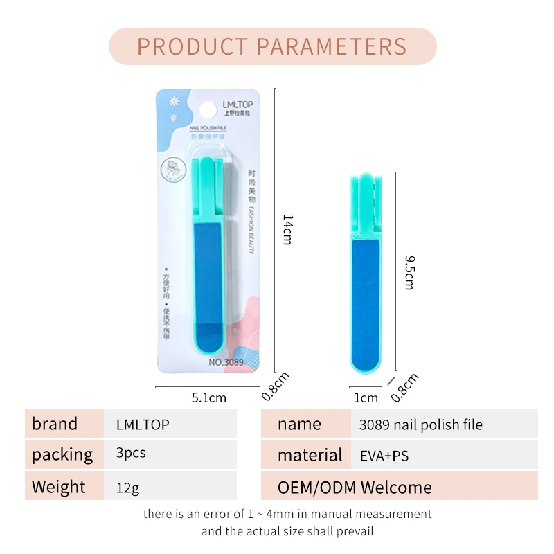 INNOVATION 9 Doppelseitige Nagelfeilen - Kompakt, 75 Mm, Für Maniküre & Pediküre, 3er Pack