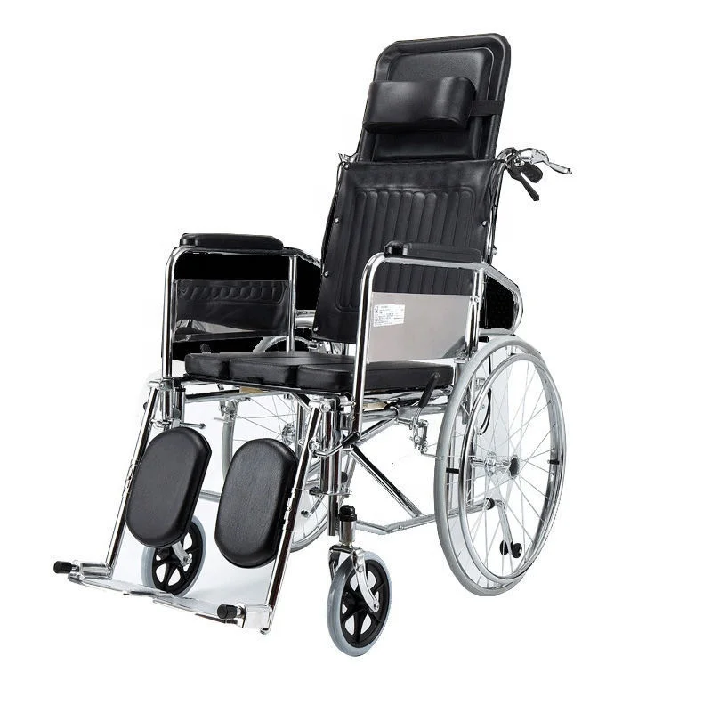 High Quality Deluxe Reclining Wheelchair with Commode Toilet