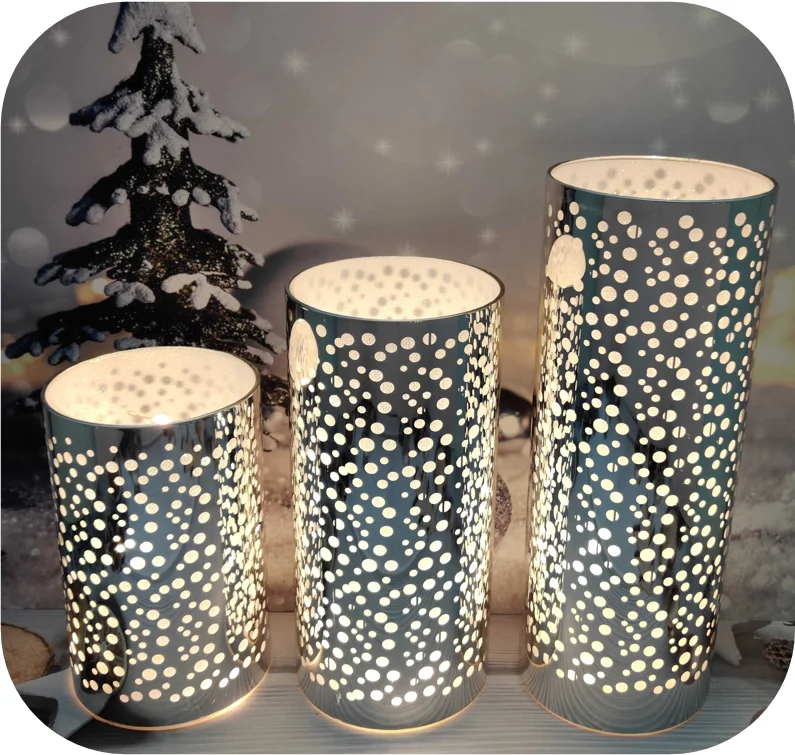 Guanmei home decoration 48 new designs glass candle holder clear glass vase with led lights manufacture