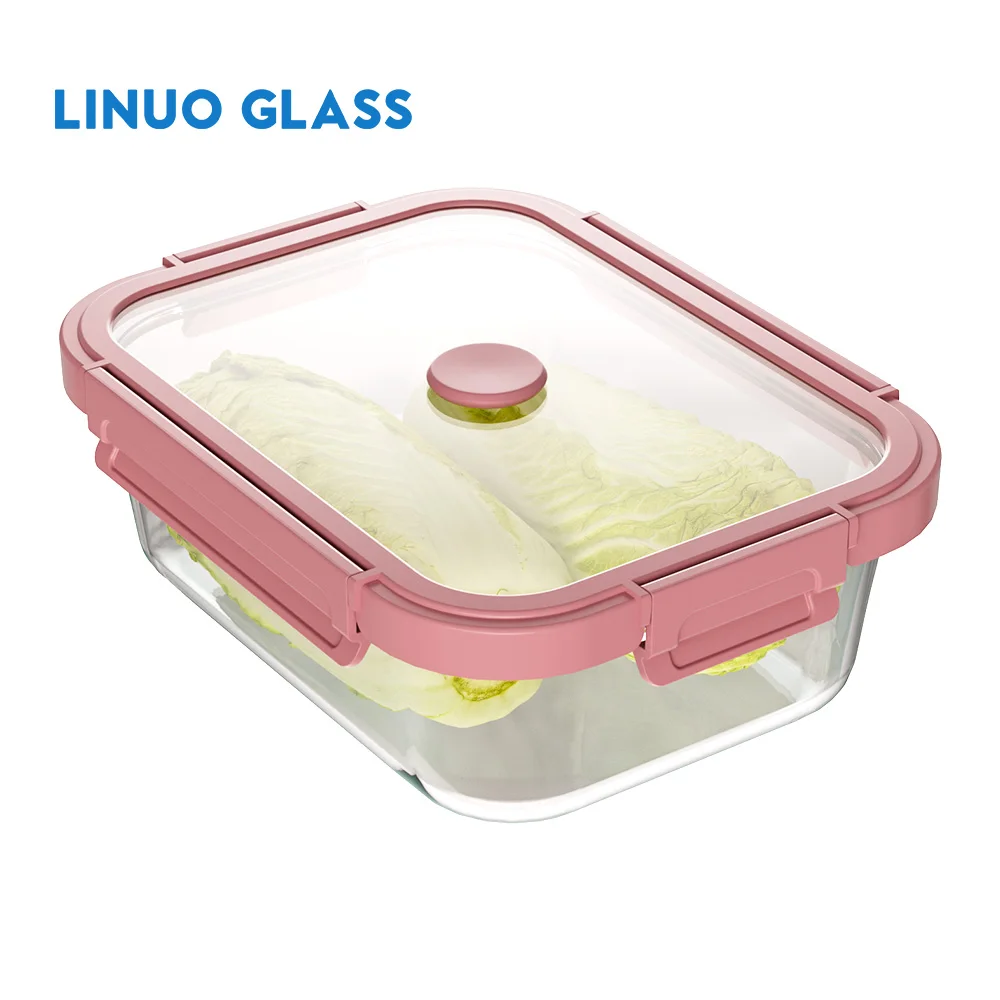 LINUO  Eco-Friendly Bento Lunch Box PBA Free High Borosilicate Glass Food Container Storage Set with Glass Vent Lid