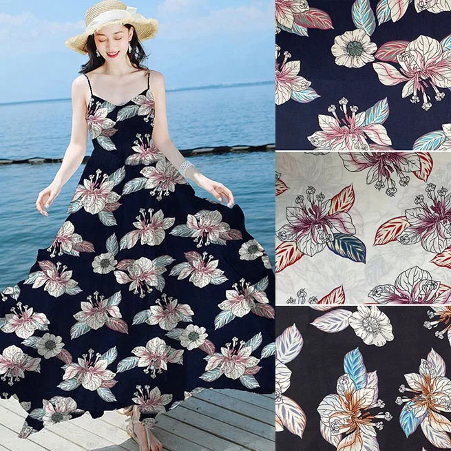 Оптовая продажа, тканая вискозная цифровая вуаль с принтом, 100% вискоза, ткань с принтом для платья