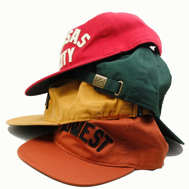 Customized Unstructured 5 Panel Camper Hat With Flat Brim Custom Flocking Embroidery
