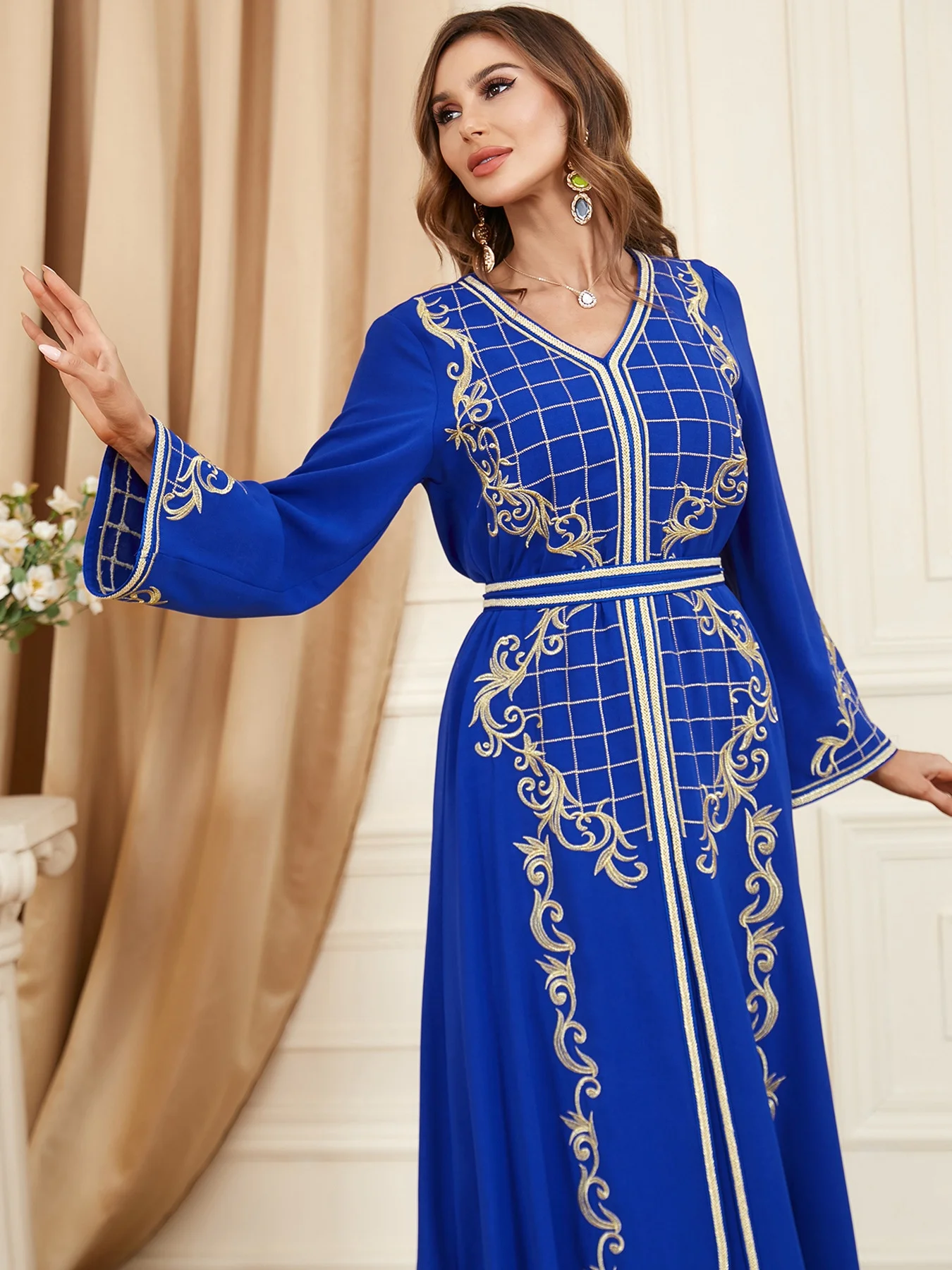 Elegant Spring Arabic Maxi Dress for Women a-Line Party Dresses