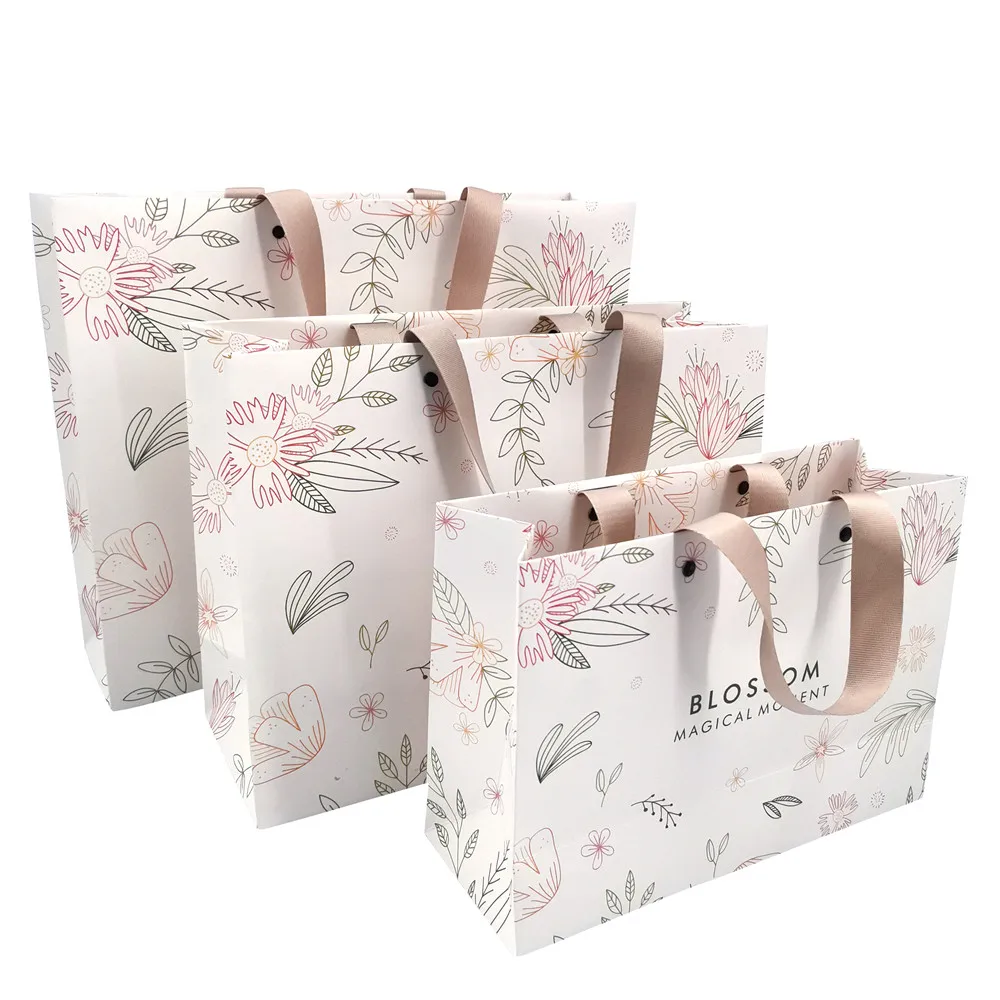 Custom White Paper Bags with Handles - Lipack Luxury Handle Rivet Paper Bag for Retail, Matte Laminated Finish, Ideal White Art Paper Shopping Bags