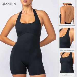 Women's Seamless Quick-Dry Sports Bodysuit & Jumpsuit Backless Sleeveless Workout Yoga Gym One Piece Yoga Jumpsuit Women