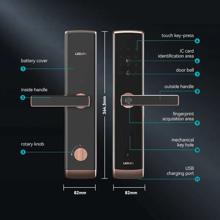 LEELEN Face Recognition Handle Intelligent Electronic Magnetic Security Fingerprint Keyless Smart Door Lock