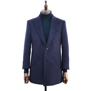 New Arrival Men's 100% Wool Waterproof Fleece Jacket Winter Windproof Single Breasted Plus Size Lapel Button Decoration