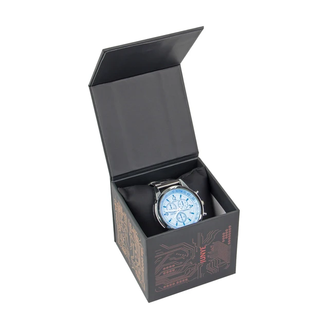 Fathers day small black gift box custom high quality organizer black paper watch box