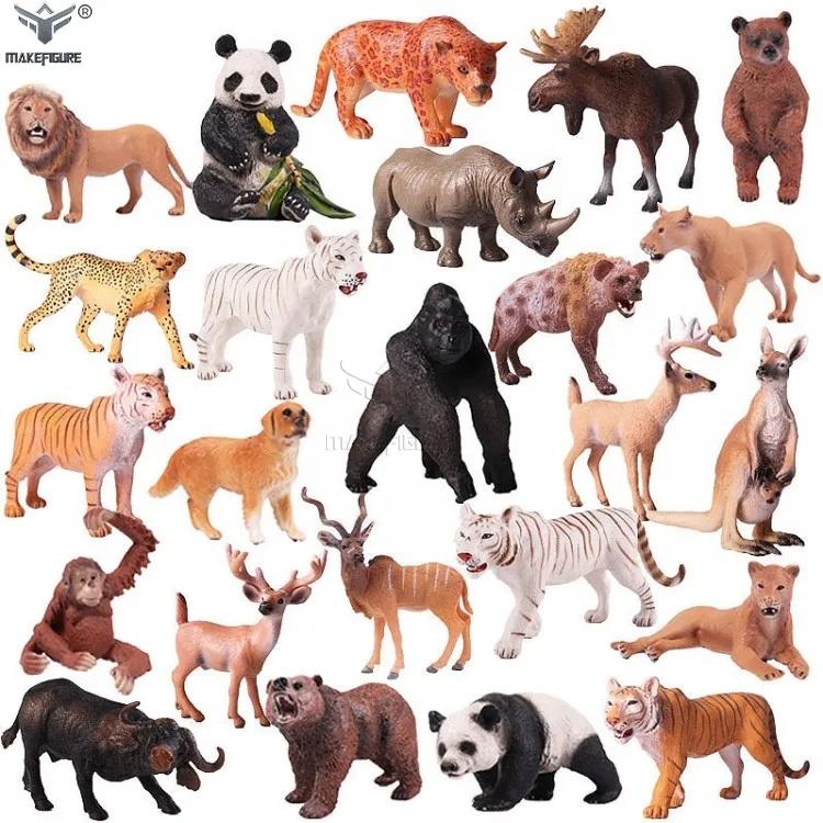 Lifelike Children's Simulated PVC Wild Animals Toy Figures Solid Animal Models Toy Safe PVC Simulation  Animal Figures for Kids
