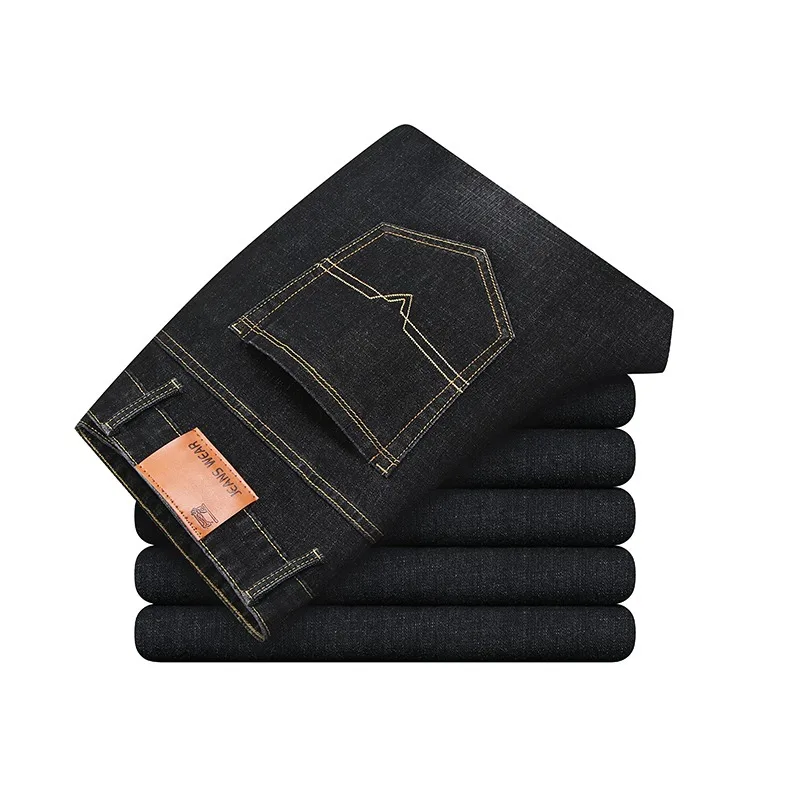 Nouveau pantalon droit slim en denim pour homme avec élastique surdimensionné adapté aux affaires et aux loisirs_voghion.com