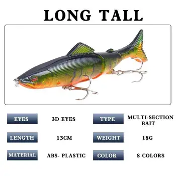 CHEERY Hard ABS Bass & Trout Fishing Lure 3-Jointed Minnow Bait 13cm/18g Topwater for River & Lake Float Fishing – Minnow – view 4