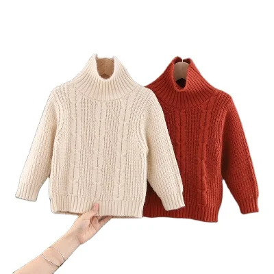 2021 Kid Unisex sweater Long Sleeve Knitted Pullover Sweaters  Children Turtleneck
