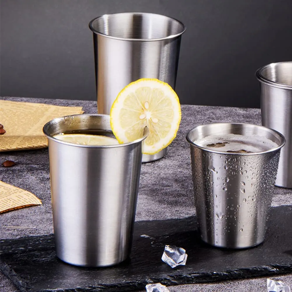 Reusable Drinking Stackable Shatterproof Tumblers Custom Metal Wine Cup Stainless Steel With Logo