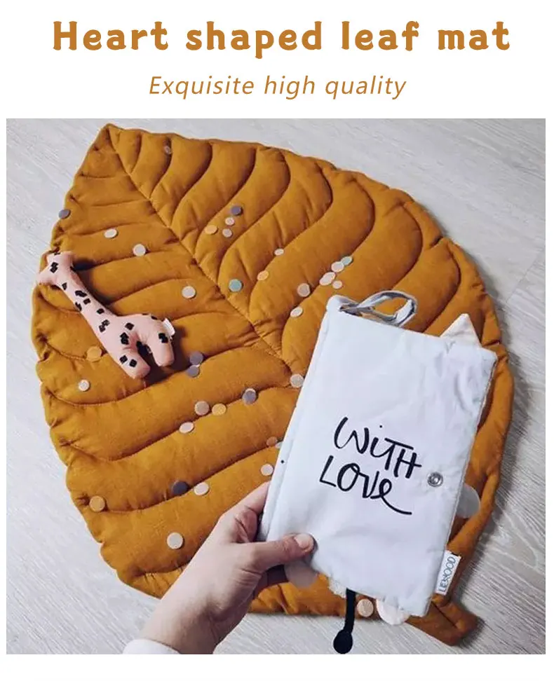 Nordic Cotton Soft Big Leaf Kids Leaf Shape Mats Rugs Crawling Blanket