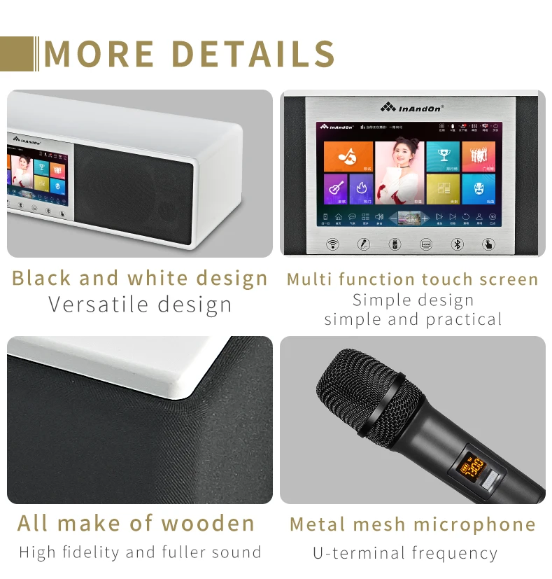 Inandon Ture All In One System New Design Karaoke Player Sondbar Karaoke System Portable 6in1