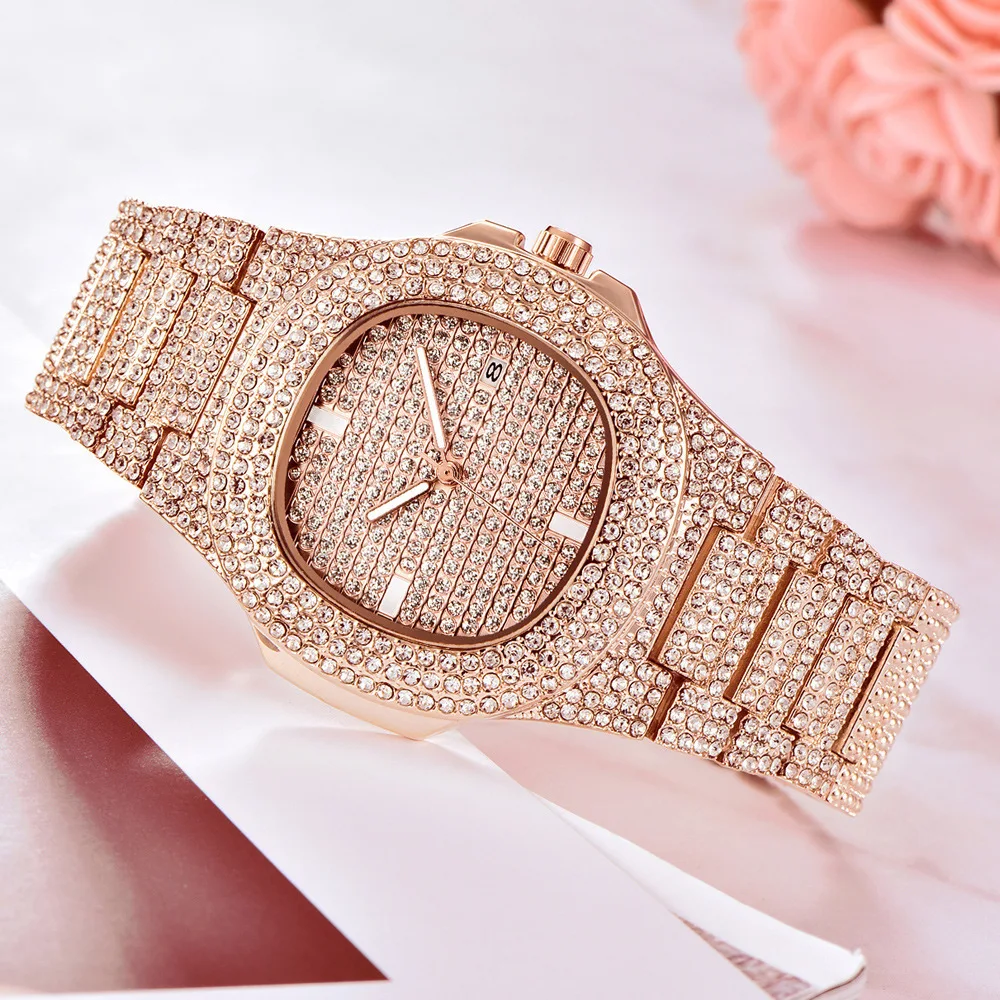 【圧巻の輝き】フルアイスアウト ラグジュアリーブリンブリンウォッチ Amazon | PINTIME メンズ フルアイスアウト 43mm ビッグフェイス