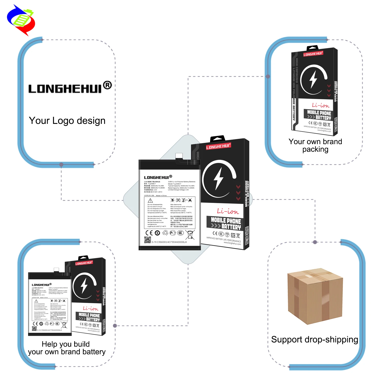 Original Replacement Mobile Phone Battery TLP043D1 TLP043D7 for Alcatel TCL 10 Pro TCL 20 Pro 4500mAh 3.85V