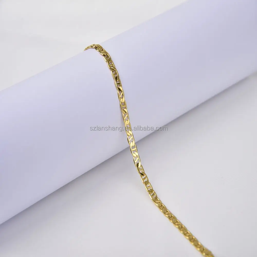 Non Tarnish Mariner Chain Stud Link Chain Cable Ankle Bracelet 18k Gold Plated Stainless Steel