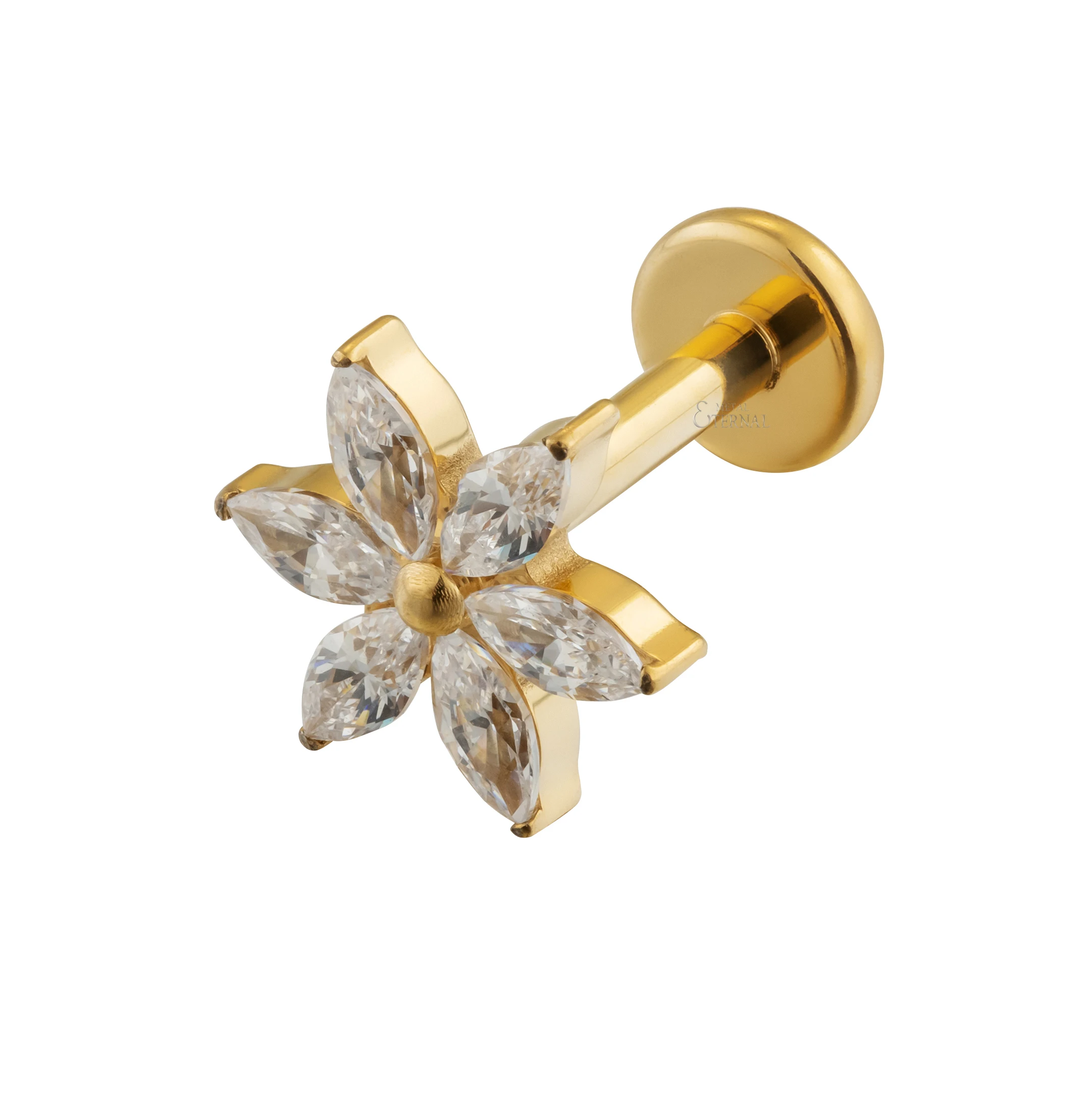 Eternal Metal Astm F136 Titanium Threadless Push In Labret Studs Flower